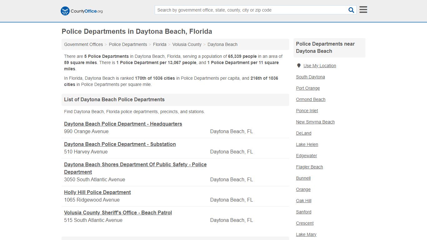 Police Departments - Daytona Beach, FL (Arrest Records & Police Logs)